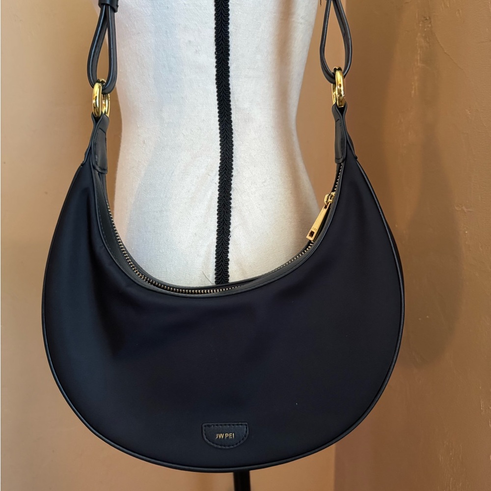JW PEI- Carly Shoulder Bag Black Nylon and Black Vegan Leather
